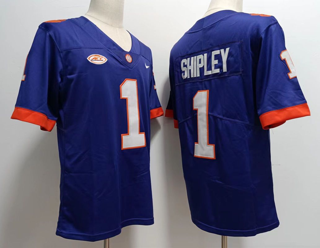 Men Clemson Tigers 1 Shipley Purple Nike 2025 NCAA Jersey